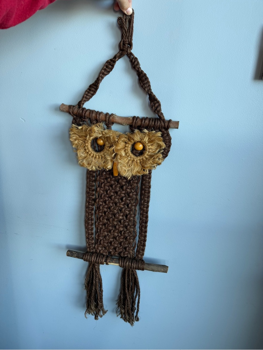 Vintage Macrame Owl Wall Hanging